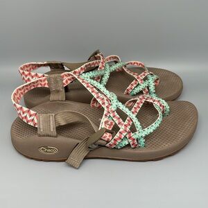 Chaco Zx/2 Classic Strappy Coral Teal Sandals Women's Sz‎ 10